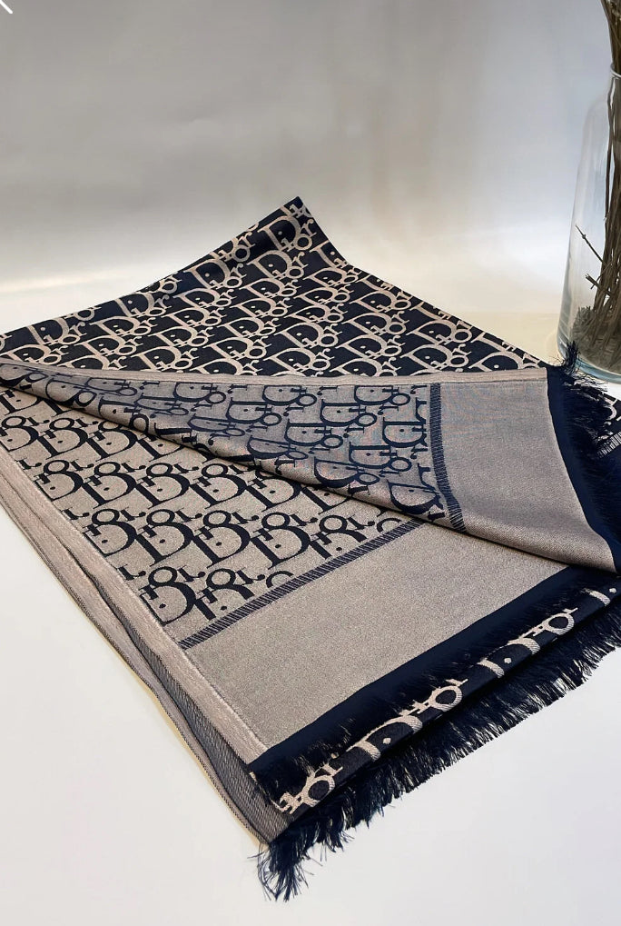 Dior Çift taraflı Eşarp Lacivert/ Vizon