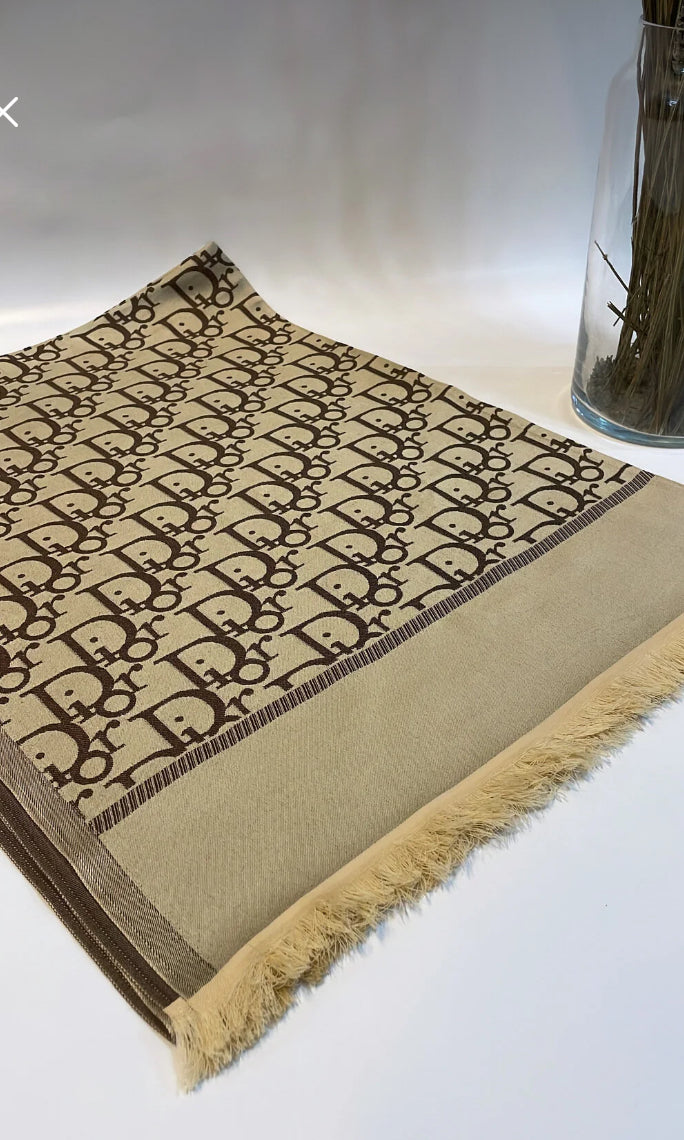 Dior Çift taraflı Eşarp Kahve/Vizon