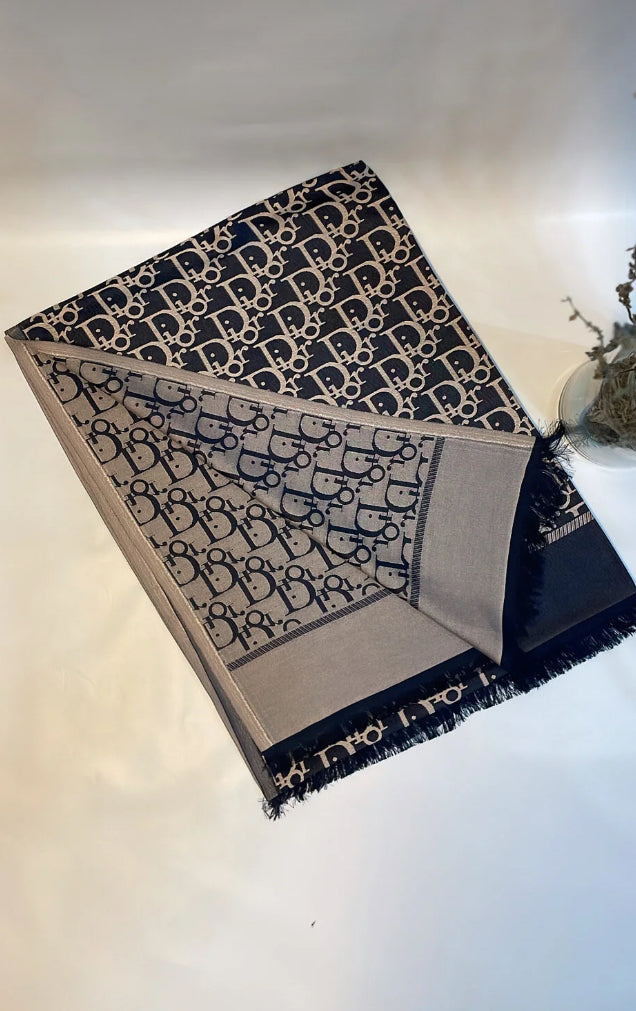 Dior Çift taraflı Eşarp Lacivert/ Vizon