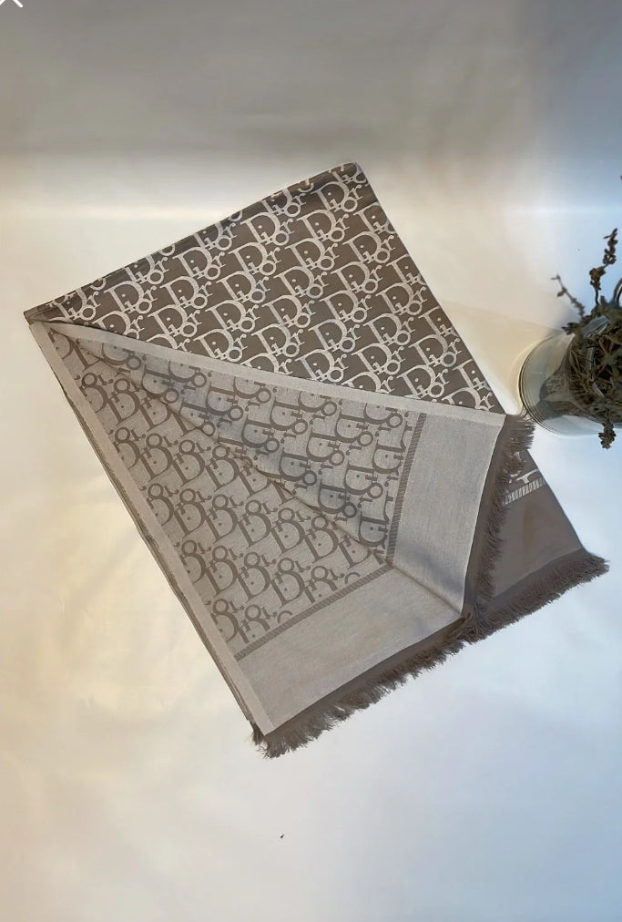 Dior Çift taraflı Eşarp Vizon/Krem