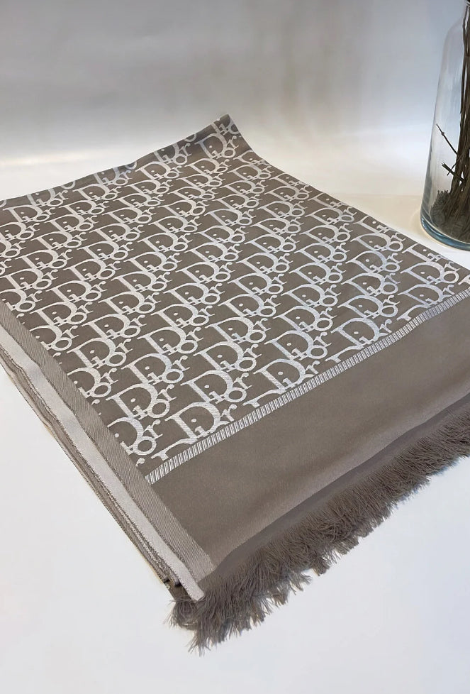 Dior Çift taraflı Eşarp Vizon/Krem