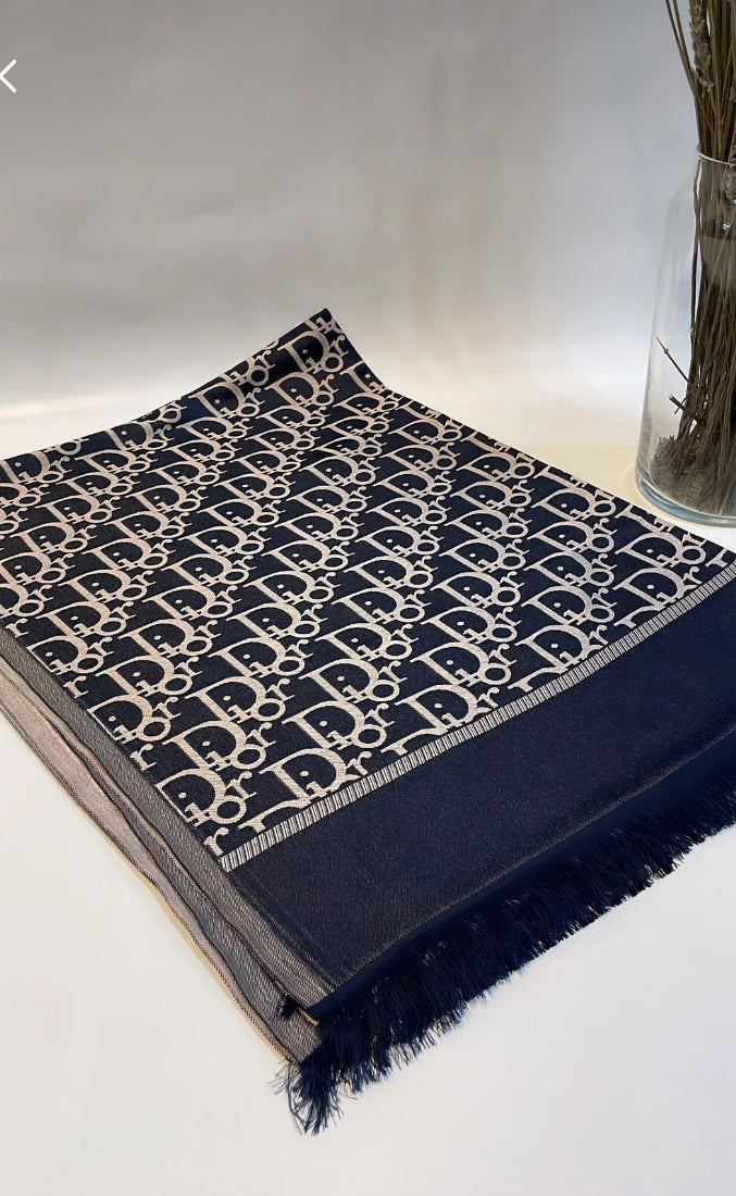 Dior Çift taraflı Eşarp Lacivert/ Vizon