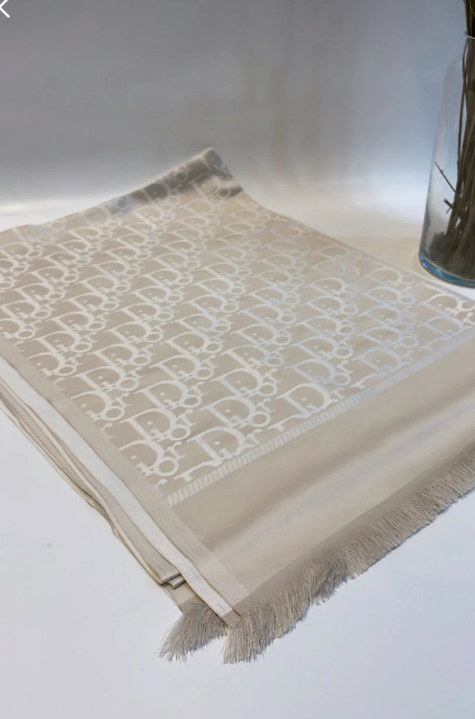 Dior Çift taraflı Eşarp Krem/Beyaz