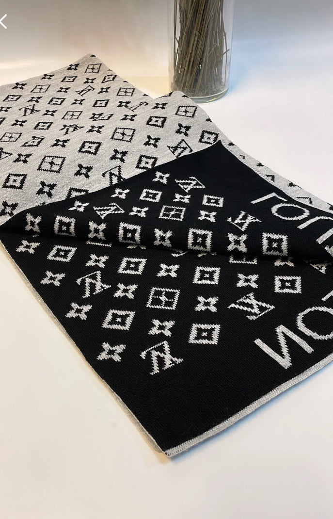 Louis Vuitton Çift taraflı Gri/Siyah Şal