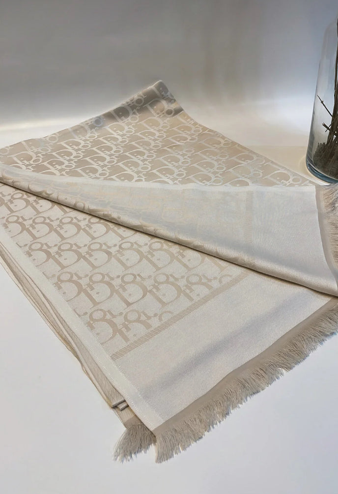 Dior Çift taraflı Eşarp Krem/Beyaz